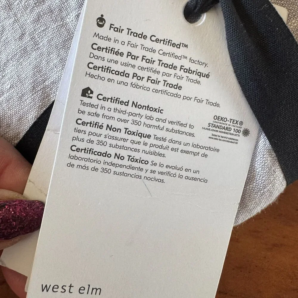 West Elm European Flax Linen Ruffle Standard Sham Gray/Lavender NEW